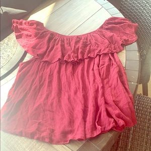 Women’s Off Shoulder Maroon Peasant Top XXL